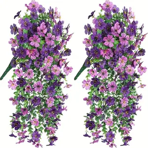 4-piece hanging flower vine - Outdoor/Indoor decoration - UV-resistant and non-fading realistic daisy and rose bouquet artificial flowers suitable for weddings, gardens, porches, homes - Durable plastic four-season hanging plant decoration, adding natural