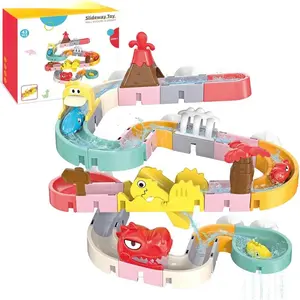 Bath Toys for Kids Ages 4-8, 43PCS DIY Dinosaur Slide Building Track Toy for Ages 5-7, Bathtub Shower Pool Water Toys for Toddler, Birthday for 3 4 5 6 Years Old Girls Boys (Dinosaur)