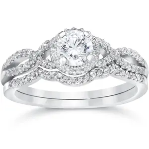 3/4ct Diamond Infinity Engagement Wedding Ring Set White Gold