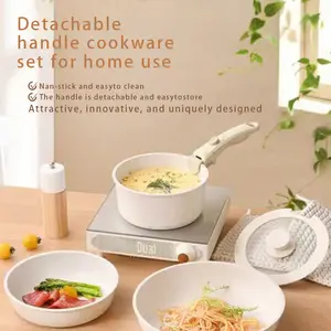Household flat-bottomed pan detachable cookware set, outdoor frying pan, cooking pot, non-stick pan, high-value cookware set