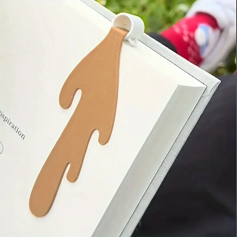Creative PU Leather Coffee Spill Book Page Marker, Book Accessories, Ideal Gift for Readers and Coffee Lovers, Perfect for Any Occasion