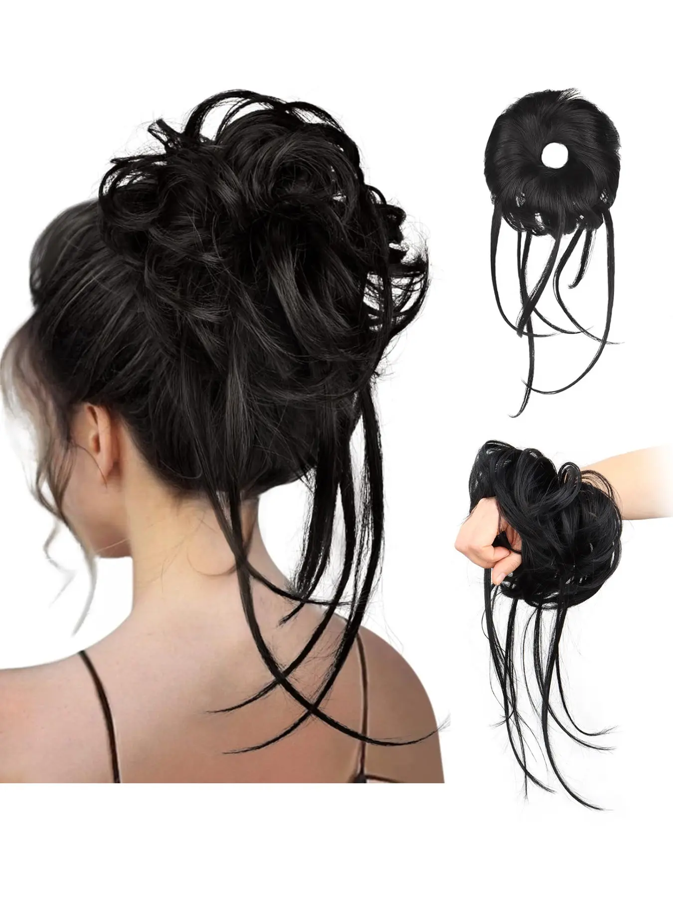 Elegant Style Fake Hair Band, Casual Long Beard Puff Natural Women Headwear, Hair Bun Accessory for Stylish Looks, Synthetic Hair Headband