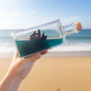 Unsinkable Black Pearl Pirate Simulator - Wavey Boat in a Box Liquid Wave Cruise Fluid Ship Decoration - Ornament for Car, Desk, and Gifts