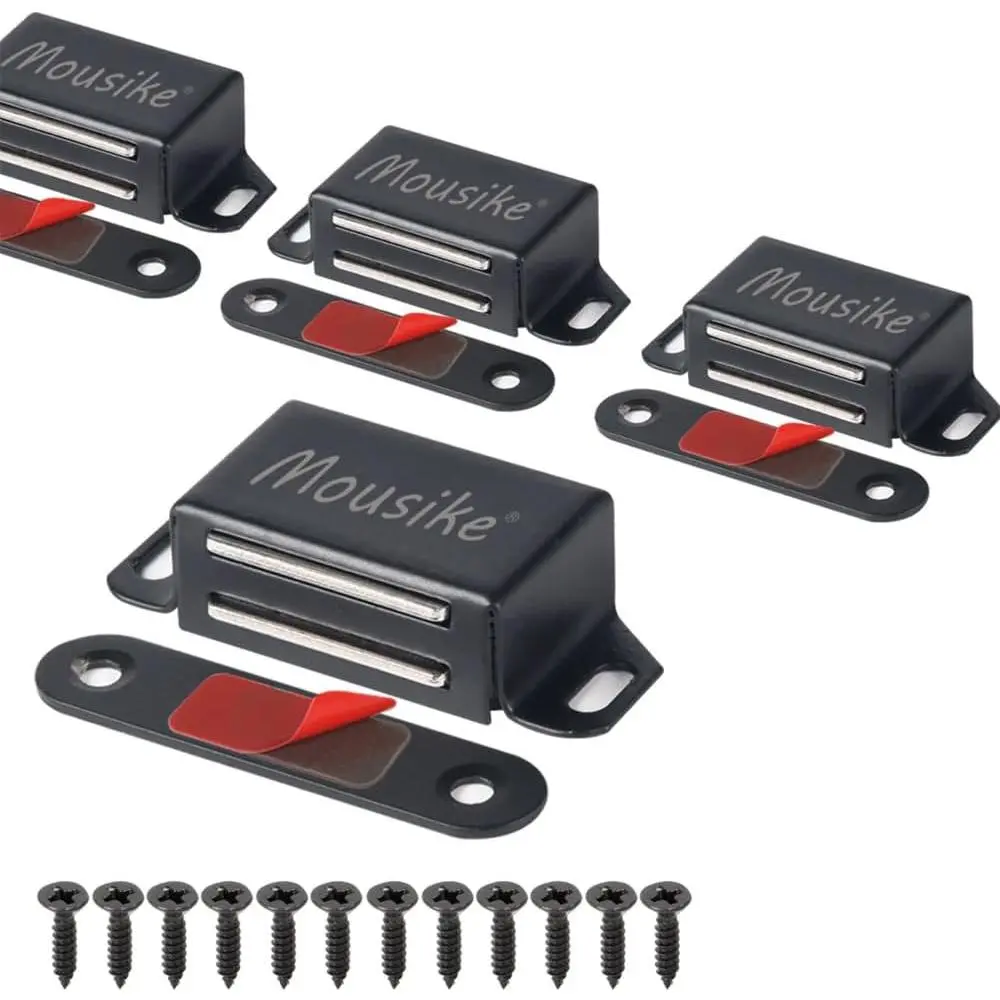 Cabinet Magnets 30lb Black Door Magnets with Strong Magnetic for Kitchen Cupboard Wardrobe Closet Cabinet Door Drawer Latch 4 Pack