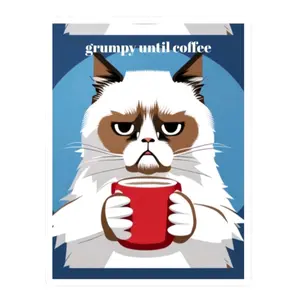 Grumpy until coffee Vinyl Decal, vinyl sticker, 3×4 inch, Tiles Sticker, Decorative, Gift Decor, collectable stickers, grumpy cat, coffee lovers, i hate mondays, need coffee,