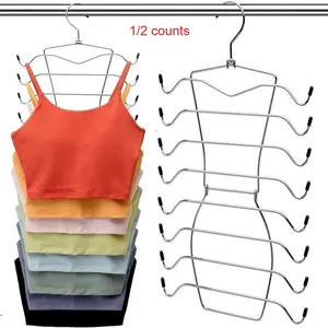 8 Layer Rotating Hanger, 2 Counts Foldable Underwear Hanger, Space Saving Clothes Hanger, Home Organizer for Bedroom, Closet, Wardrobe, Hanging, Storage Hanger