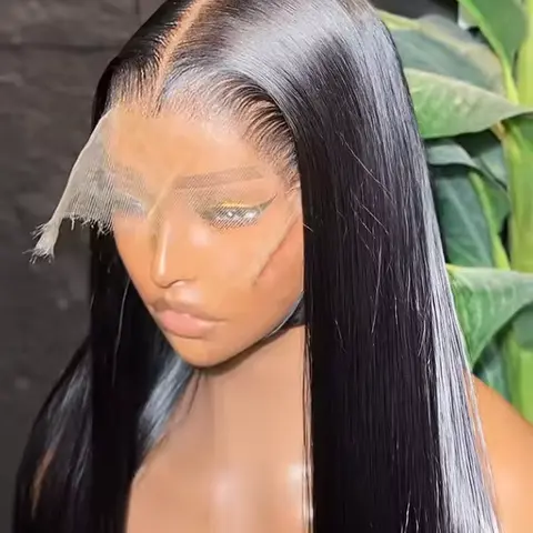 FACMOOD Black Women's 13x6 HD Lace Front Human Hair Wig, 250 Density Bone Straight, 30-32 Inch Brazilian Transparent Lace Wig on Clearance Sale, Wigs Human Hair