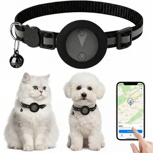 GPS tracker for cats and dogs, smart collar with real-time location tracking, no monthly fees, compatible with iOS “Find My” feature, adjustable pet activity tracker with 360-degree reflective strip, suitable for small, medium, and large pets