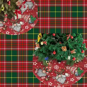 Christmas Tree Skirt Decoration Red Gnome Winter Snow Christmas Tree Gift 48 Inch Round Tree Skirts for Indoor Outdoor Holiday Party Christmas Decoration