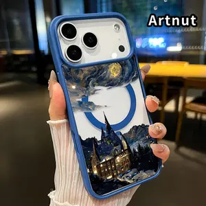 Magnetic Case for iPhone 17 Pro Max Air Promax Magical Night Pattern Acrylic Back Matte TPU Edges Anti-Fall Ultra Thin Phone Cover Shell