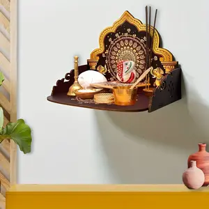 1 piece, wooden elephant god temple, temple for home and office, wall hanging desktop modern temple, suitable for home or shop wall, floating shelf