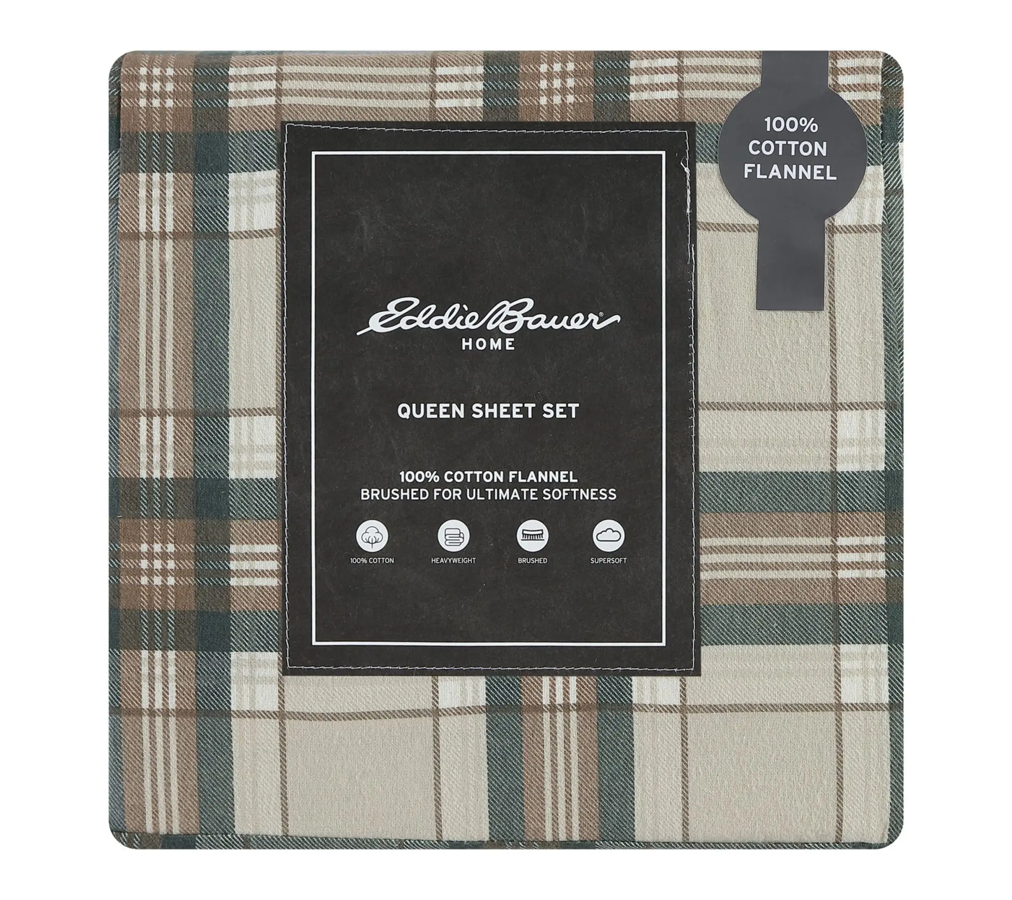 Eddie Bauer Edgewood Plaid Green Cotton King Sheet Set