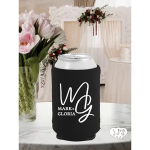 Gloriant Couple Monogram Wedding Can Coolers