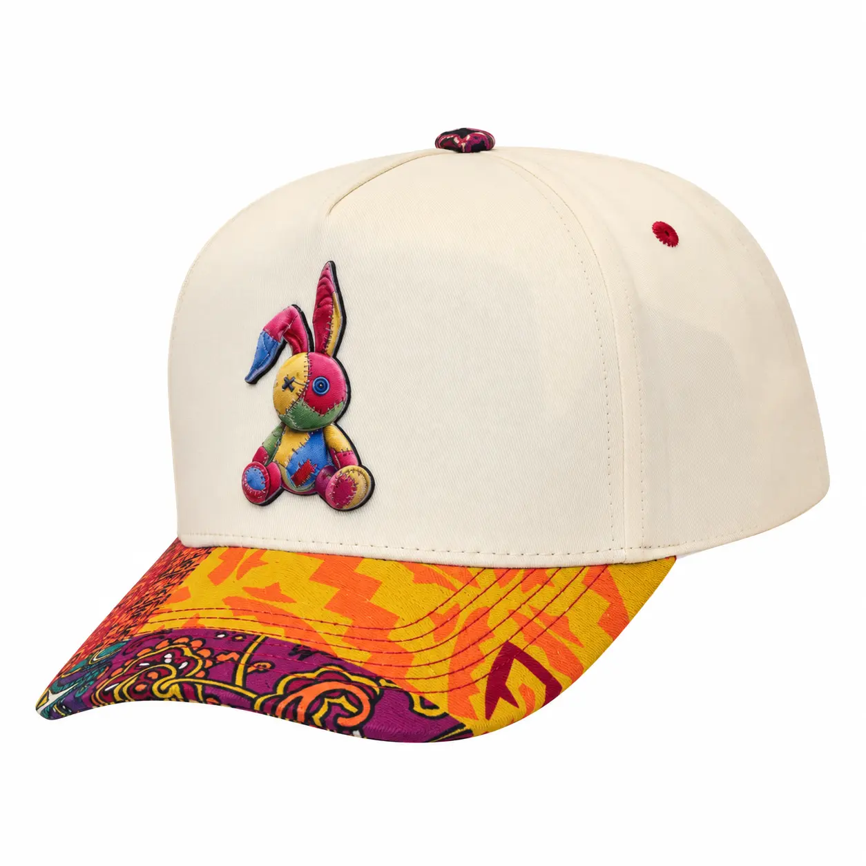 Mad Monkey Scty. Patchwork Bunny Snapback Hat - Unisex Streetwear Cap with 3D Rubber Patch
