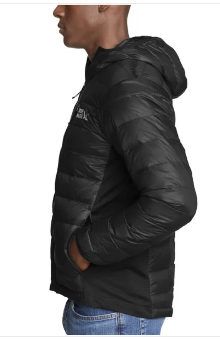 Eddie Bauer Men's Black Hooded Puffer Jacket - Men's Coats, Zipper Closure