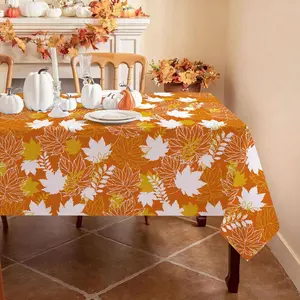 Autumn Thanksgiving Maple Leaf Bison Plaid Table Runner, Home Restaurant Decor, Party Supplies, 90x140cm 140x180cm 140x220cm