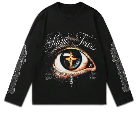 Men's Printed Long Sleeve T-Shirt, Regular Fit Casual Crew Neck Top for Spring & Fall, Designer Essential for Everyday Wear, Menswear