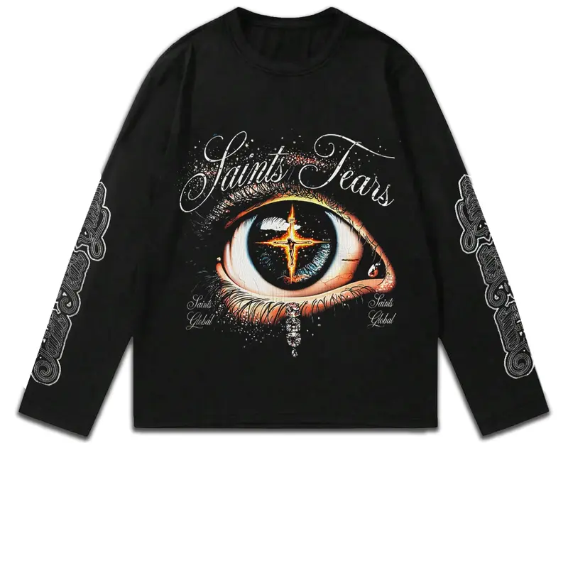 Men's Printed Long Sleeve T-Shirt, Regular Fit Casual Crew Neck Top for Spring & Fall, Designer Essential for Everyday Wear, Menswear