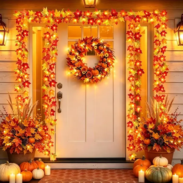 20 LED Maple Leaf String Lights, 10 FT Fall Decor, Autumn Thanksgiving Lights, Warm White Indoor Outdoor Party Home Decor, Fall Gift