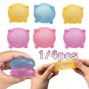 Stress Relief Cat Toy Set, Sensory Compression Toy, Soft Gel Squeeze Ball, Squishies, Sugar-Infused Design, Ideal for Kids & Students, Classroom Reward