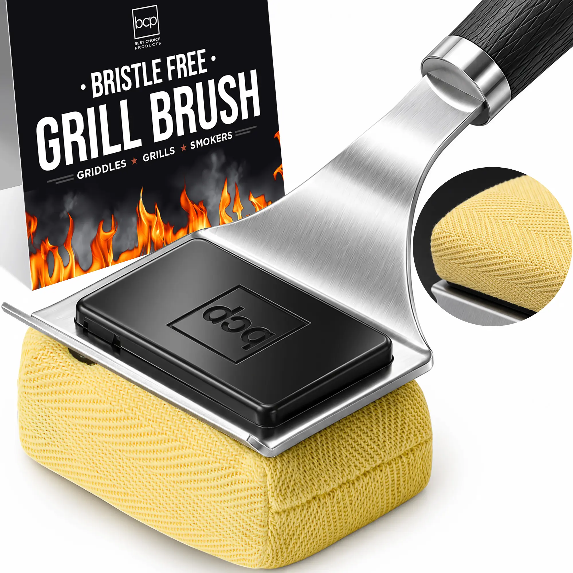 Best Choice Products Bristle-Free Grill Brush and Scraper, BBQ Cleaner for Grills & Griddles, Replacement Head
