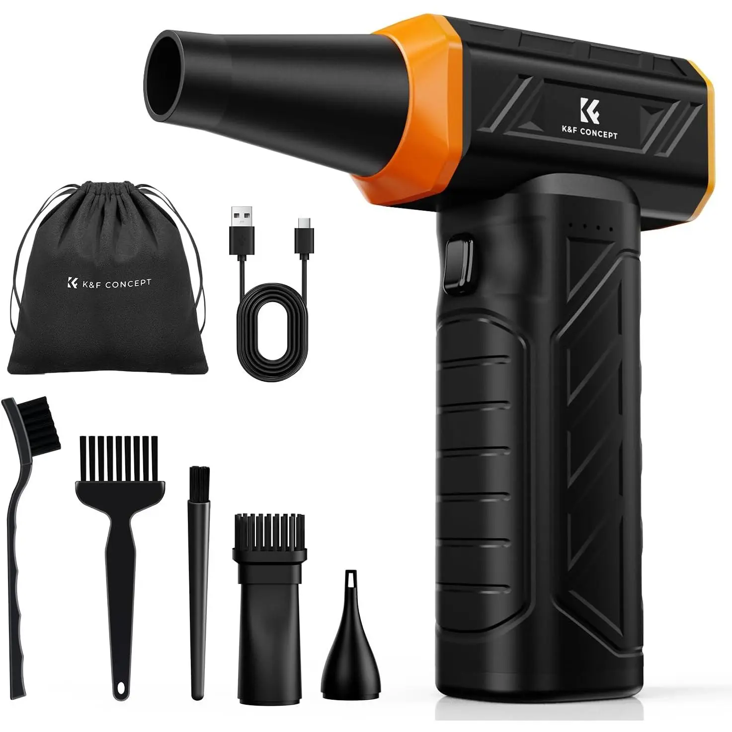 【DealsForYouDays】K&F CONCEPT Long-Lasting Compressed Air Duster, 8000mAh-150min Endurance| 150000RPM|LED Light|3 Gear Adjustable|Rechargeable Brushless Motor|for Computer, Keyboard, Car, Home
