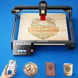 Longer RAY5 New Upgrade Laser Engraver, Laser Cutter 10W Output Power, Engraving Speed Up to 24,000 mm/min, 3.5” Color Touch Screen, App Offline Control, DIY Engraver Tool for Metal/Glass/Wood