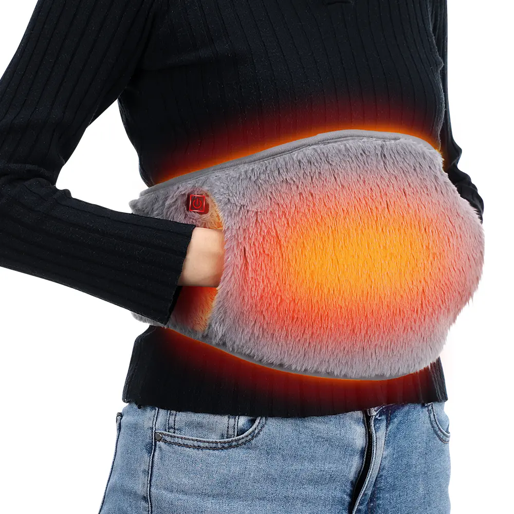 Dual-Use Electric Heating Waist & Hand Warmer Belt, Crystal Velvet Abdomen Heating Pad with 3 Adjustable Temperatures, Built-In Power Bank Pocket, Extra Long Adjustable Strap & 1.5M USB Cord for Menstrual Cramps, Winter Body Warmth