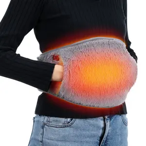 Dual-Use Electric Heating Waist & Hand Warmer Belt, Crystal Velvet Abdomen Heating Pad with 3 Adjustable Temperatures, Built-In Power Bank Pocket, Extra Long Adjustable Strap & 1.5M USB Cord for Menstrual Cramps, Winter Body Warmth