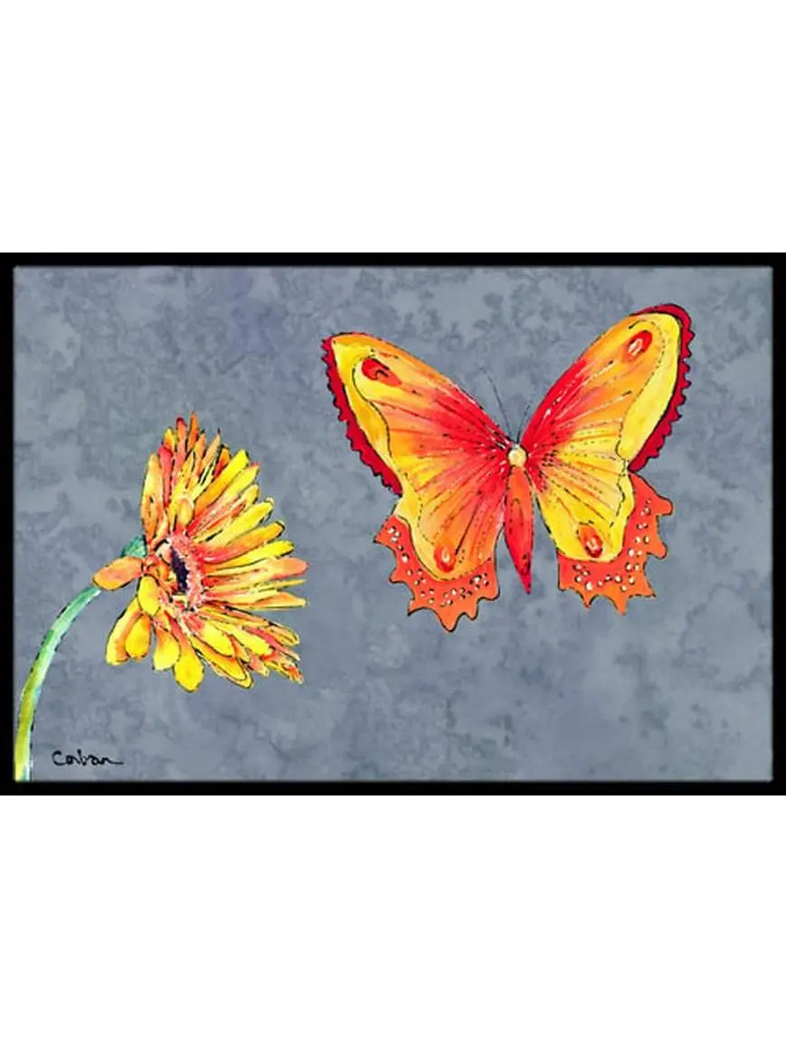 Carolines Treasures 8877JMAT 24 x 36 in. Gerber Daisy And Butterfly Indoor Or Outdoor Doormat