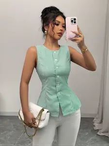 Mint Green Pinstripe Sleeveless Ruched Chic Office Blouse Mint Green & White Pinstripe Sleeveless Ruched Cottagecore Fresh Blouse Mint Green & White Pinstripe Sleeveless Ruched Spicy Baddie Blouse