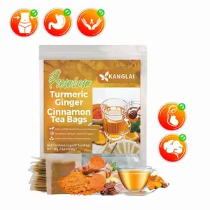 Turmeric Tea Herbal Anti-Inflammatory Tea, 100% natural, eco-friendly tea bags. Contains turmeric, ginger, and cinnamon. Biodegradable tea bags. Sugar-free, caffeine-free, gluten-free, vegan healthy beverage. good herbal remedy