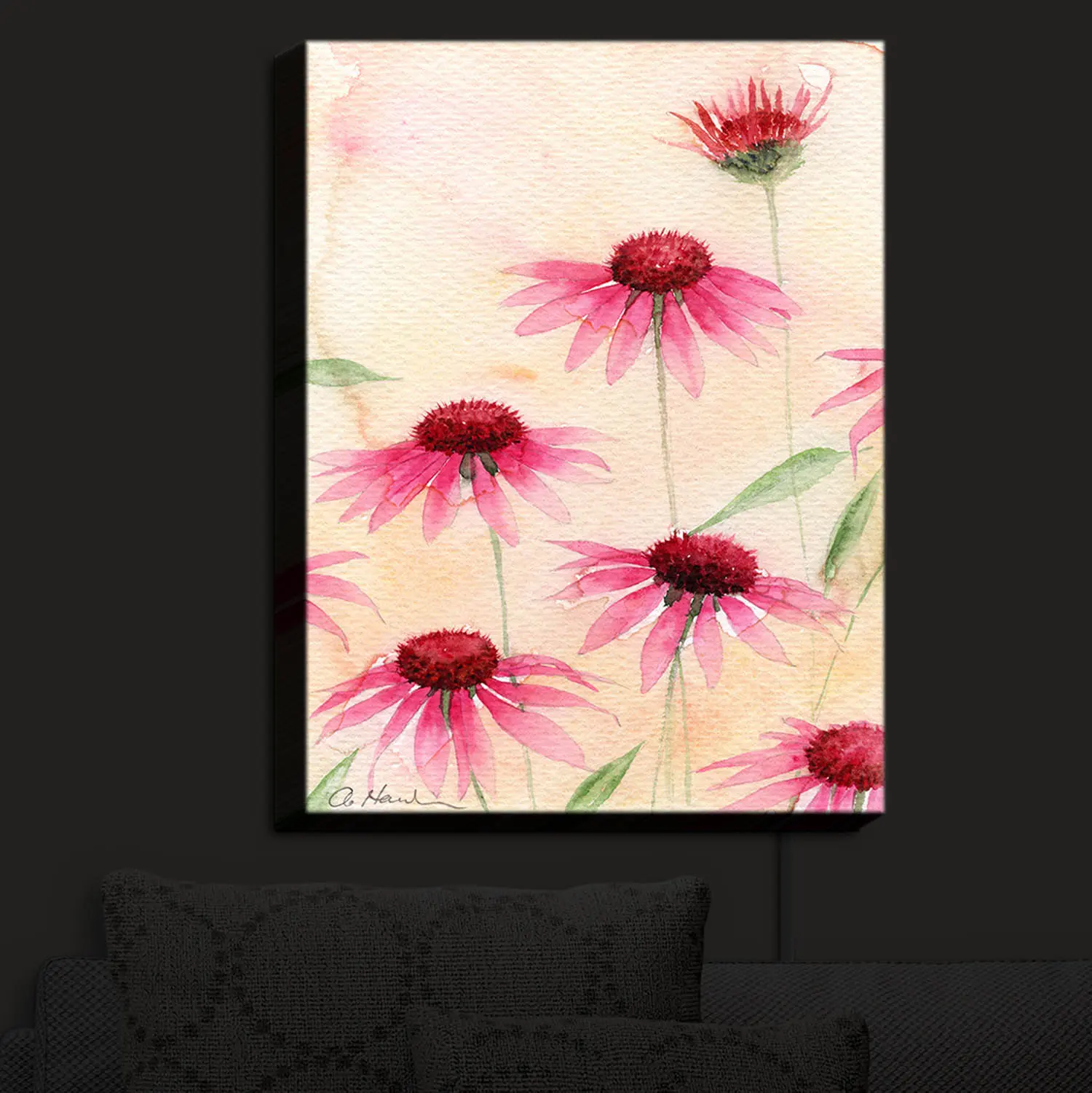 Illuminated Wall Art, Hand Made by DiaNoche Designs |  Amanda Hawkins - Echinacea 1