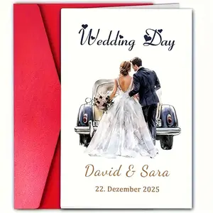 A beautiful wedding invitation letter with an envelope - perfect as a couple's wedding gift - you can write your message and wishes on the back of the card. Wedding Blessing Card, Message Card, Envelope Attached, Classic Wedding Aesthetics, Durable Envelo