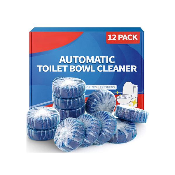 Automatic Toilet Bowl Cleaner Tablets, Drop-In Tank Cleaning Tabs, Long Lasting Deodorizer, Stain Prevention, Easy Use Toilet Freshener, 12 Pack