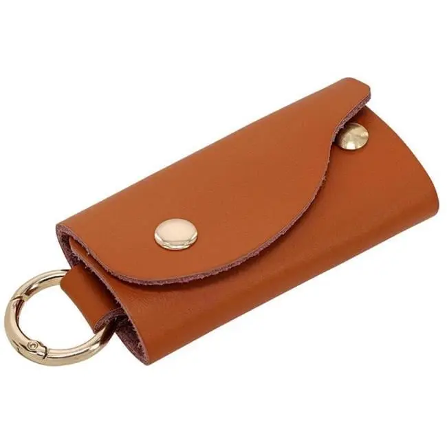 212 MAIN Leather Keychain Wallet Chain - Men's Stylish Wallet, Snap Closure, Brass Lock, Assorted Black & Brown Leather, Card-Holding Function, Model 5040531