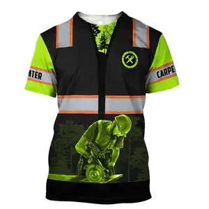 Carpenter 3D Printed Men'S T-Shirt Tops, Summer Work Safety Clothing Wood Engineer Tshirts, Street Wear Crewneck Fashion T-Shirt