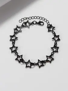 Black Star Design Link Chain Bracelet, Fashionable Alloy Jewelry for Women & Men for Party, Modern Daily Clothing Decor, Trendy All-match & Exquisite Jewelry for Birthday Gift
