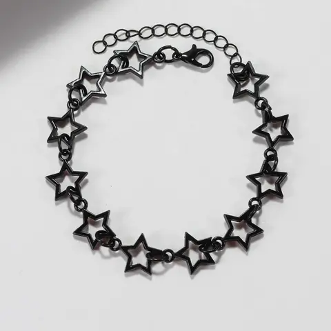 Black Star Design Link Chain Bracelet, Fashionable Alloy Jewelry for Women & Men for Party, Modern Daily Clothing Decor, Trendy All-match & Exquisite Jewelry for Birthday Gift, Jewelry Bracelets