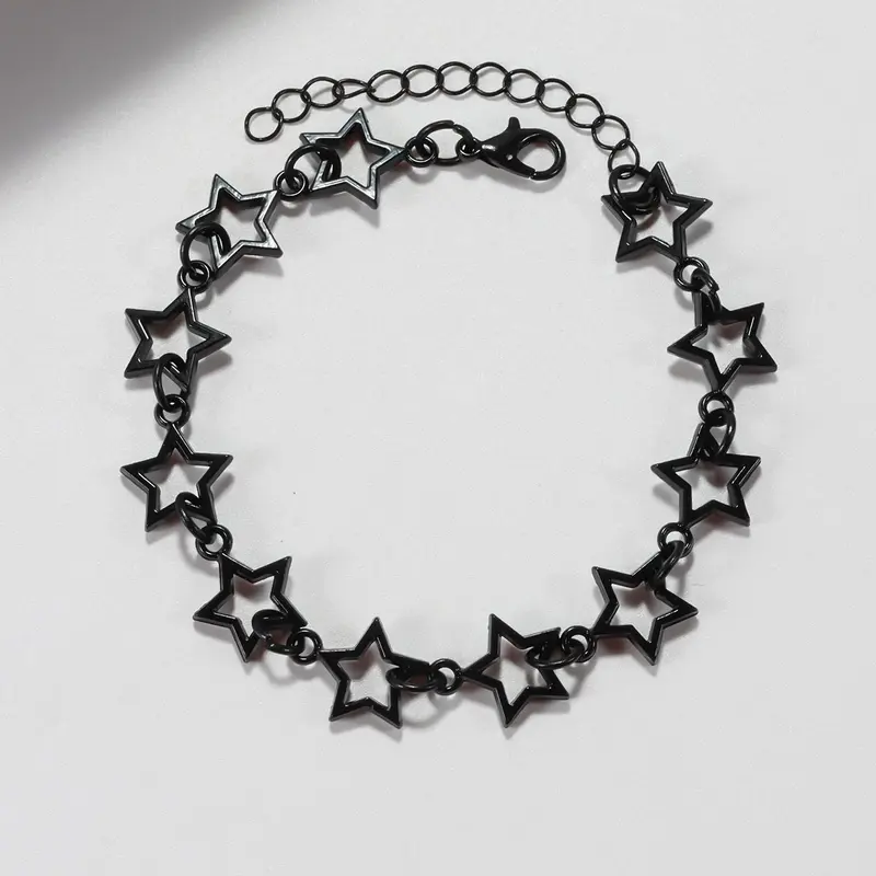 Black Star Design Link Chain Bracelet, Fashionable Alloy Jewelry for Women & Men for Party, Modern Daily Clothing Decor, Trendy All-match & Exquisite Jewelry for Birthday Gift, Jewelry Bracelets
