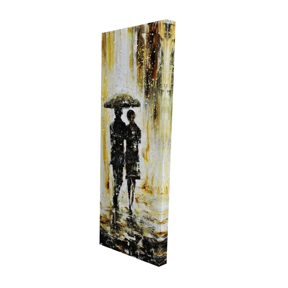 Begin Home Decor 2080-4816-FI3 16 x 48 in. Couple Under the Rain Canvas - Industrial Bedroom Wall Art
