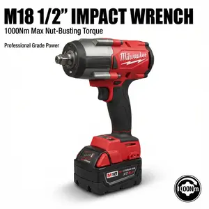 Milwaukee M18 FMTIWF12 18V Impact Wrench For Auto Repair lithium-ion Cordless Drill Tool Set with rapid Charger High Torque Fastening hanger door