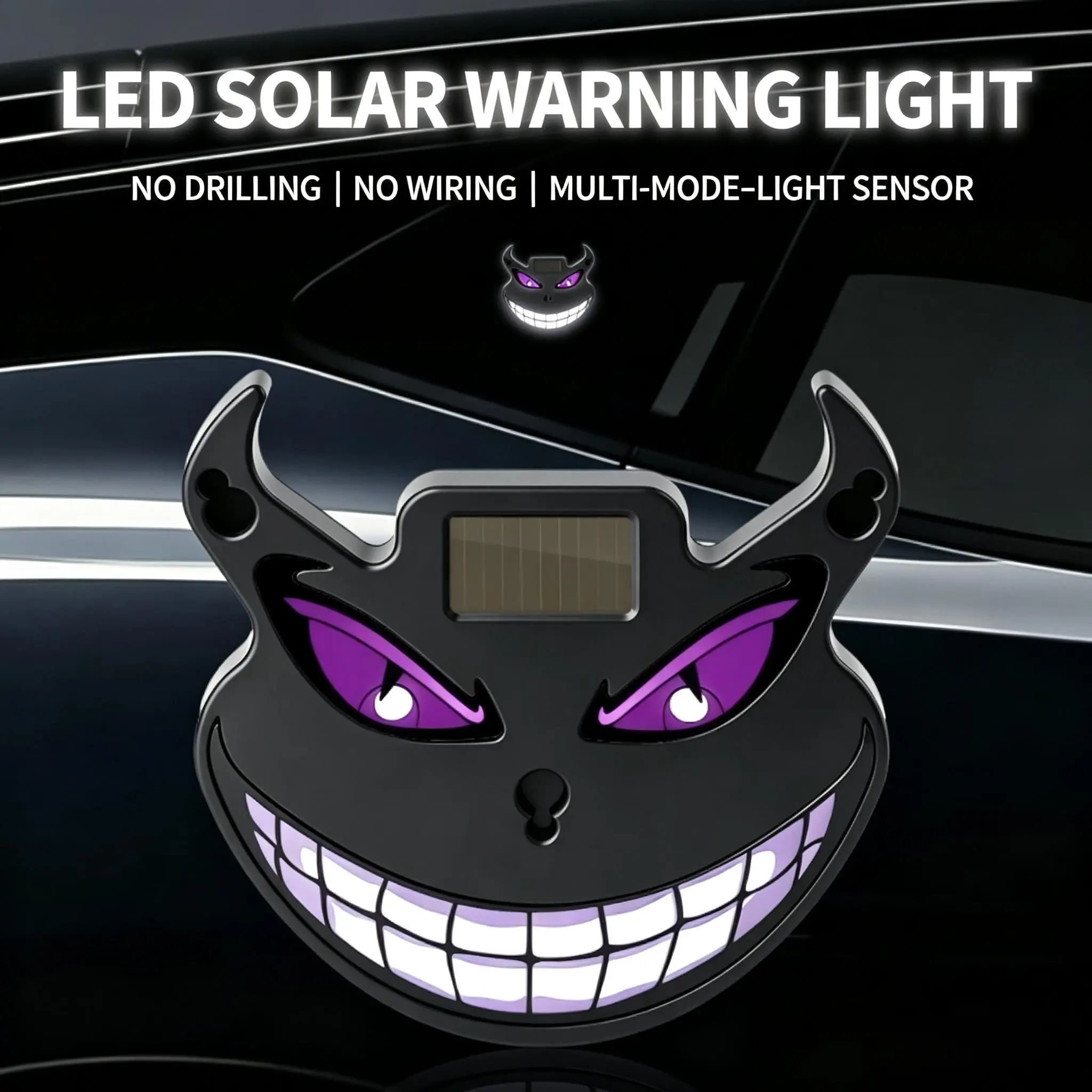 Devil Eyes Blinking Car Light LED Eyes for Car Solar Powered Rechargeable Windshield Suction Cup | Dynamic LED Car Eyes Light for Automotive Truck SUV Sedan Night Driving Commuting Travel scary car window light