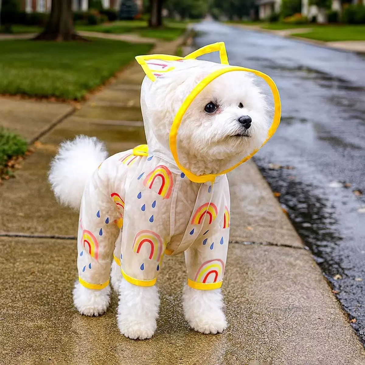Small Dog Waterproof Raincoat, Transparent Durable, Poodle Teddy Outdoor Travel Gear, Keeps Fur Clean in Rainy Weather, Essential Pet Accessory