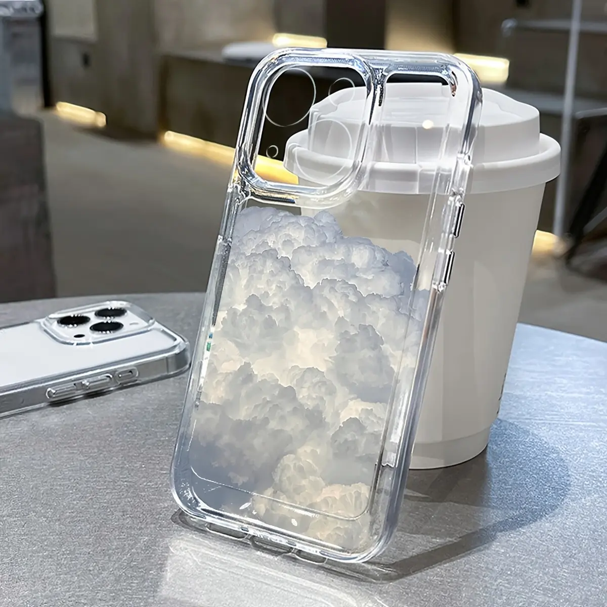 Sky cloud pattern, anti-drop, anti-slip TPU full-cover lens transparent mobile phone protective case, suitable for iPhone 17 16 15 14 13 12 11 XS X and other series models, can be given as a gift to friends or family