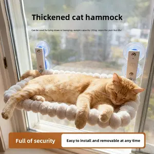 Autumn and winter warm foldable balcony cat hammock with strong suction cups, cat hanging window hammock, fat cat bed