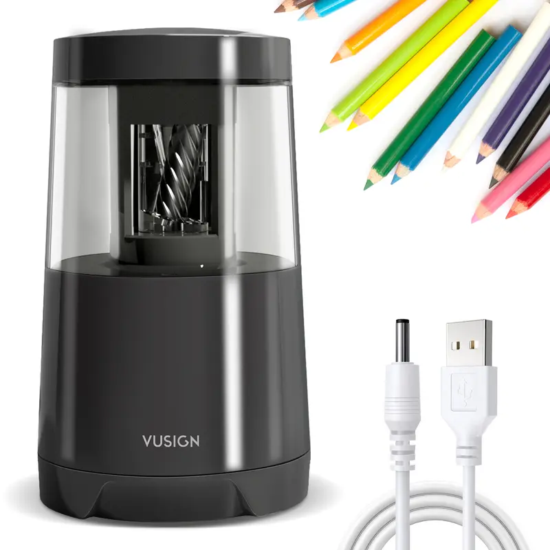 FINENOLO Electric Sharpening Pencil Sharpener - Heavy-Duty Blade, Quick Results, 6-8mm Coloring Pencils & Supplies, AC Adapter/Battery Operated Office Stationery for Office Workers, School Classroom, Home
