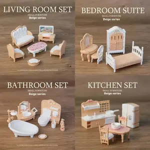 Miniature Scene Model Kit, Toy Simulation Furniture Set, Bathroom Bathtub Bedroom Dining Room Decor, 1:12 Scale Dollhouse Accessories, Doll Accessories Gift, Playhouse