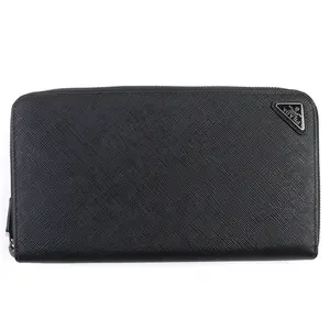 Pre-owned PRADA Calfskin Small Leather Goods Triangle logo Saffiano Long Wallet