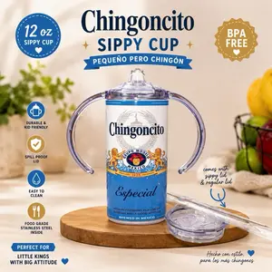 Chingoncito Blue 12 oz dual lid sippy cup